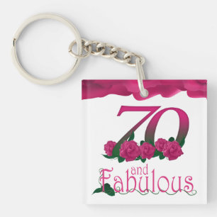 70th Rosa blom- keychain för födelsedagrosablomm