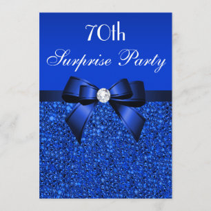 70th Sequins och pilbåge för blått för Inbjudningar