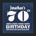 70th SURPRISE Födelsedagsfest Navy Blue White W154 Inbjudningar<br><div class="desc">Den här contemporaryn är utformad med sitt stora och feta bokstäver och är en roligt till inbjudan till en SURPRISE 70-årsdag. Text på kort i helt anpassade - Du kan också ändra färger för text eller bakgrund för ett annat utseende. Du kan experimentera med olika papprare typer genom att klicka...</div>