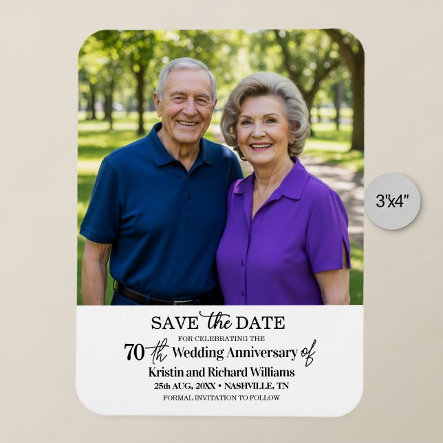 70th Wedding Anniversary Save the Date Photo Magnet (Skapare uppladdad)