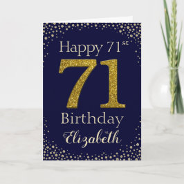 71:a födelsedag Golden Glitter-kort Kort