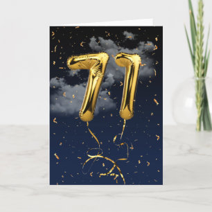 71:a födelsedag Guld Mylar Balloon och Konfetti-ko Kort