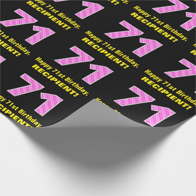 71:a födelsedag: Rosa Rand och örter "71" + Namn Presentpapper (Hörn)