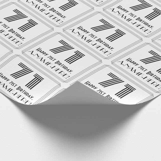 71:a födelsedagen: Art Deco Inspired Stil "71" + N Presentpapper (Hörn)