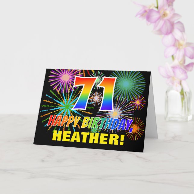 71:a födelsedagen: Fet, Roligt, Fireworks, Regnbåg Kort (Orkide)