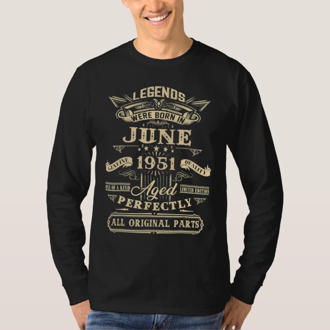 71:a födelsedagen för raserna juni 1951 71 år t shirt (Framsida)
