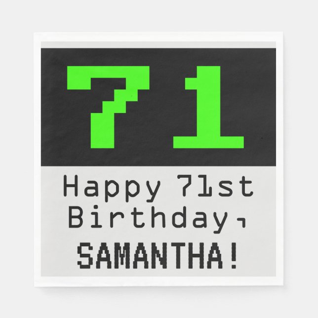 71:a födelsedagen - Nerdy/Geeky Stil "71" och Namn Pappersservett (Framsidan)