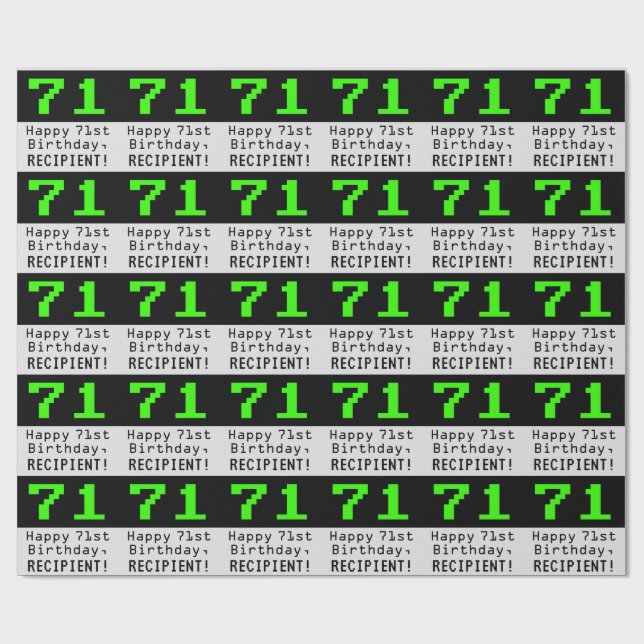 71:a födelsedagen - Nerdy/Geeky Stil "71" och Namn Presentpapper (Platt)