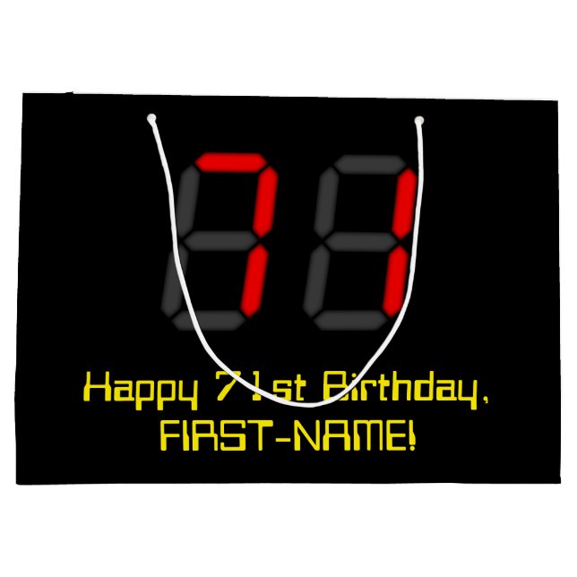 71:a födelsedagen: Red Digital Clock Stil "71" + N (Baksidan)