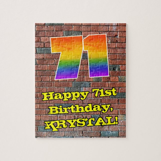 71:a födelsedagen: Roligt Graffiti-Inspired Rainbo Pussel (Vertikal)