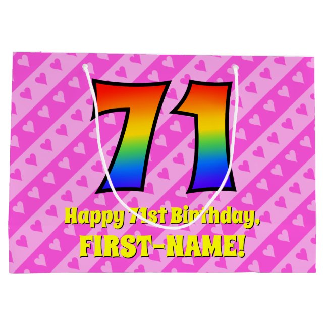 71:a födelsedagen: Rosa Rand & Hearts, regnbåge nr (Baksidan)