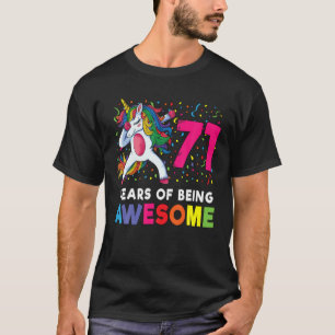 71:a födelsedagsdabbing Unicorn Party Gift 71 Year T Shirt