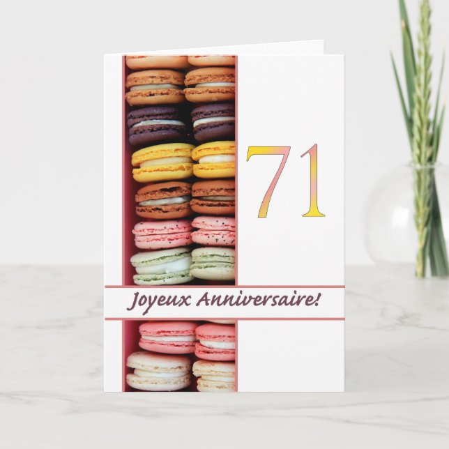 71:a Franskens födelsedag: Macaron-Joyeux Annivers Kort (Framsida)