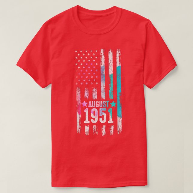 71 Ålder, augusti 1951 Amerikansk Flagga 71:e föde T Shirt (Design framsida)