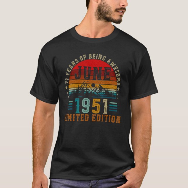 71 Ålderjuni 1951 71:a födelsedagen T Shirt (Framsida)