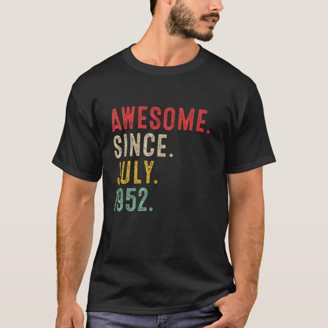 71 år gammal Fantastisk sedan juli 1952 71st Birth T Shirt (Framsida)