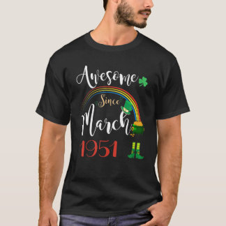 71 år gammal Fantastisk sedan mars 1951 71th Birth T Shirt