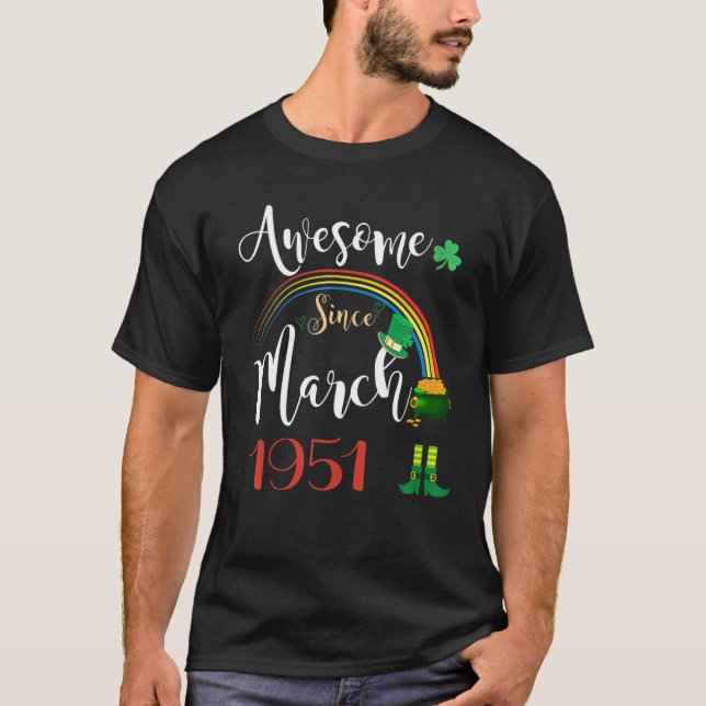 71 år gammal Fantastisk sedan mars 1951 71th Birth T Shirt (Framsida)