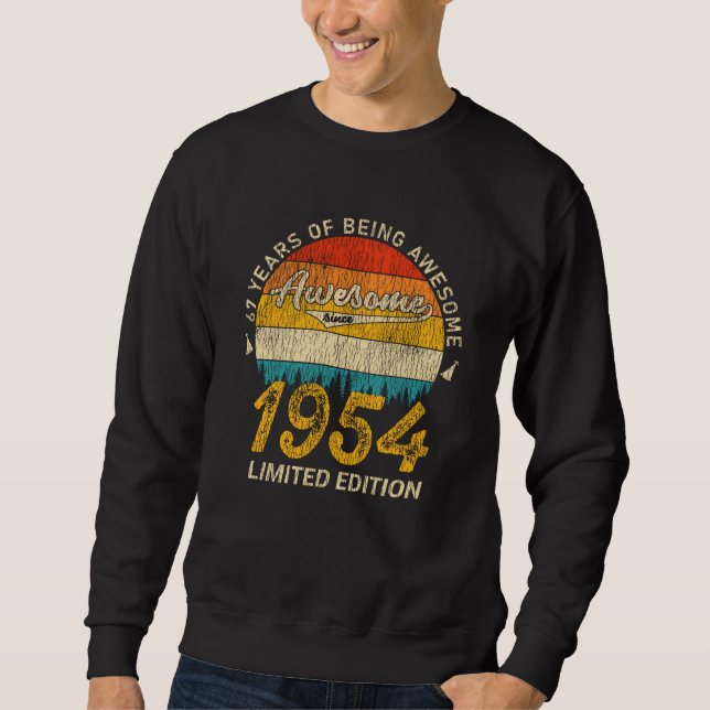 71-åriga 1954 års Retro Fantastisk 71:a födelsedag Lång Ärmad Tröja (Framsida)
