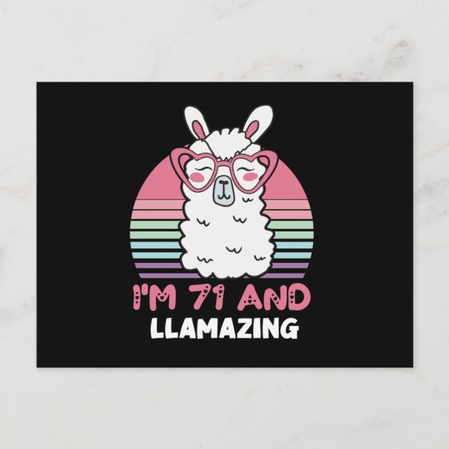 71-års födelsedag Llamazing Lama 71 år gammal föde Vykort (Framsida)