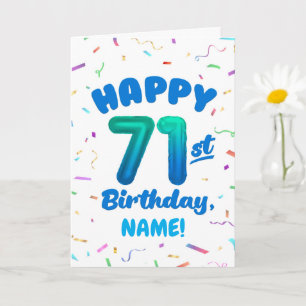 71-årsdag, Ballongnummer, Anpassningsbart Namn Kort