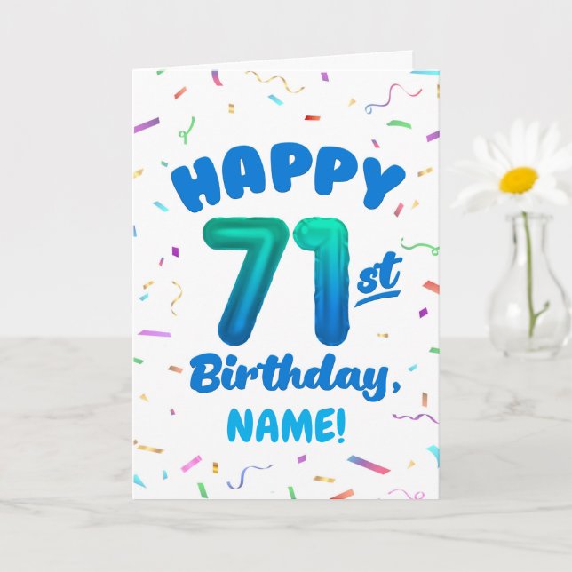 71-årsdag, Ballongnummer, Anpassningsbart Namn Kort (Liten växt)