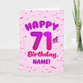 71-årsdag, Ballongnummer, Anpassningsbart Namn Kort