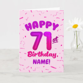 71-årsdag, Ballongnummer, Anpassningsbart Namn Kort