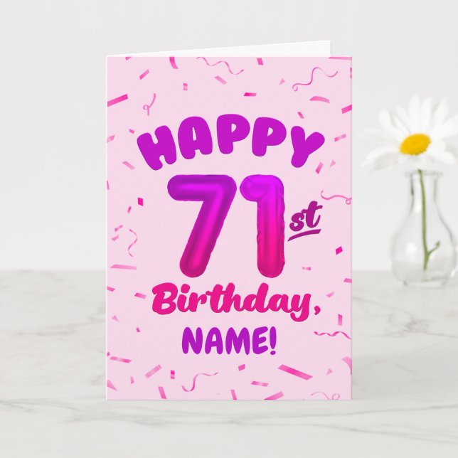 71-årsdag, Ballongnummer, Anpassningsbart Namn Kort (Liten växt)