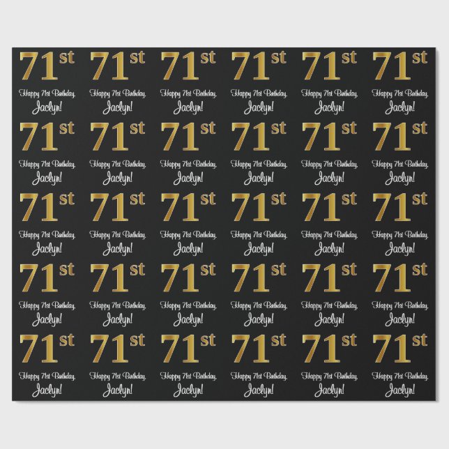 71-årsdag: Elegant Lyxig Falsk Guldlook # Presentpapper (Platt)