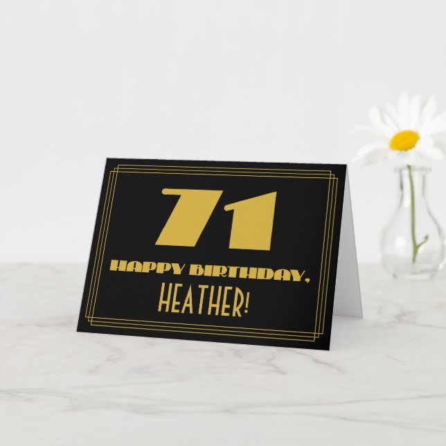 71-årsdag: Namn + Art Deco Inspirerad Utseende "71 Kort (Liten växt)