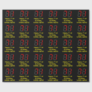 71-årsdag: Röd digital klockstil "71" + Namn Presentpapper