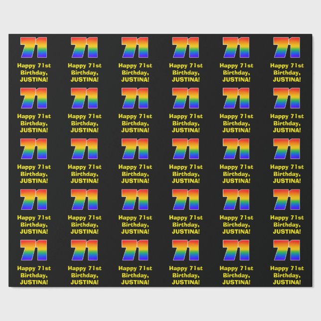 71-årsdag: Rolig, Färgglad Regnbåge Inspirerad # 7 Presentpapper (Seam)