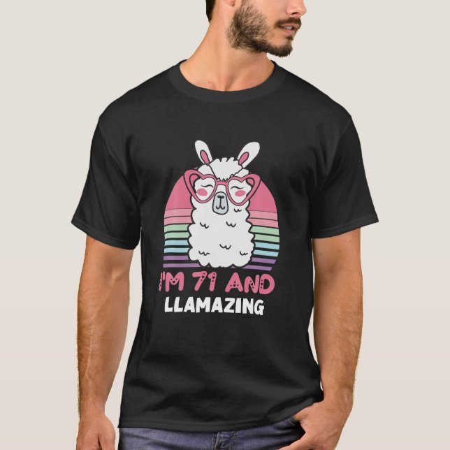 71:e födelsedagsllamazing Llama - 71:e årsjubileet T Shirt (Framsida)