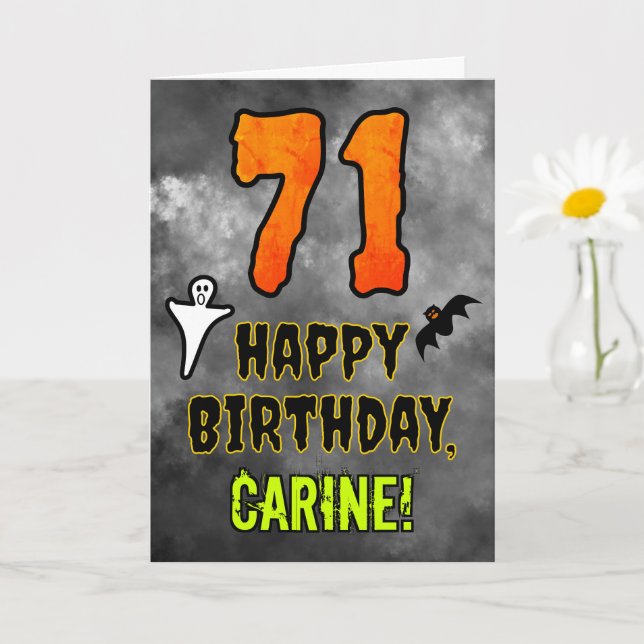 71st Birthday: Eerie Halloween Theme + Custom Name Kort (Liten växt)