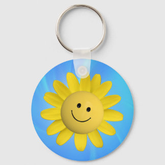 720227 LYCKLIG SUN FLOWER SMILIE ANSIKTE TECKNAD G NYCKELRING