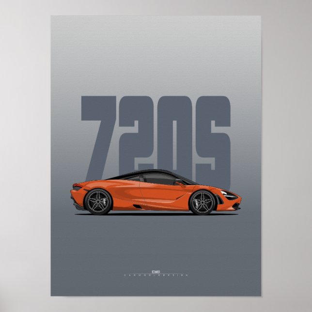 720S Supercar Poster - Azorernas Orange (Framsidan)