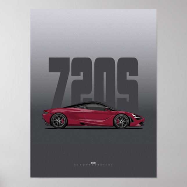 720S Supercar Poster - Memphis Red (Framsidan)