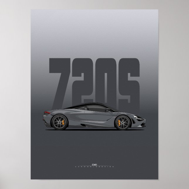 720S Supercar Poster - Storm Grått (Framsidan)