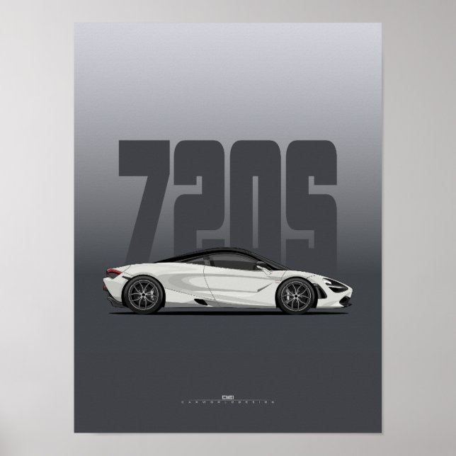 720S Supercar-Poster - vit Poster (Framsidan)