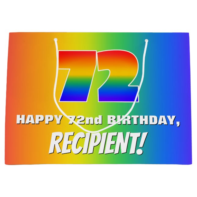 72:a födelsedag: färgfull, Roligt Rainbow Mönster  (Framsidan)