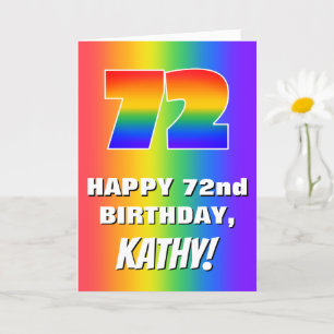 72:a födelsedag: färgfull, Roligt Rainbow Mönster Kort