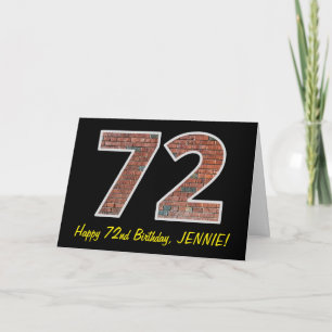 72:a födelsedagen - Brickmuren Mönster "72" w/ Nam Kort