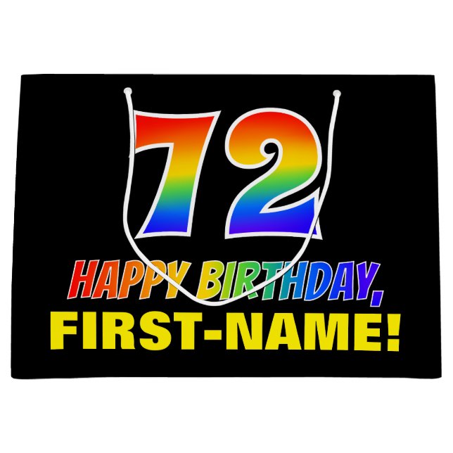 72:a födelsedagen: fetstil, Roligt, enkel, regnbåg (Framsidan)