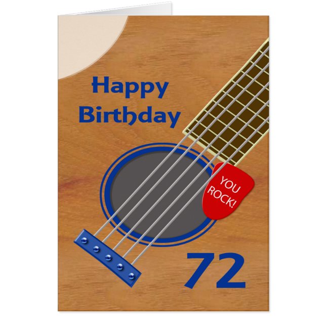 72:a födelsedagen Guitar Player Birthday Hälsningskort (Framsidan)