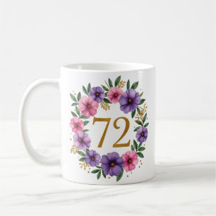 72:a födelsedagen Mugg - Blommigt Utandning med Gu