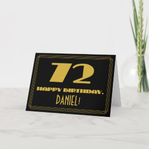 72:a födelsedagen: Namn + Art Deco Inspired (72) Kort