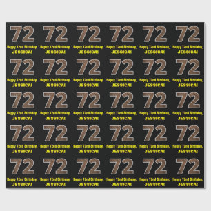 72:a födelsedagen: Namn & Faux Wood Grain Mönster Presentpapper
