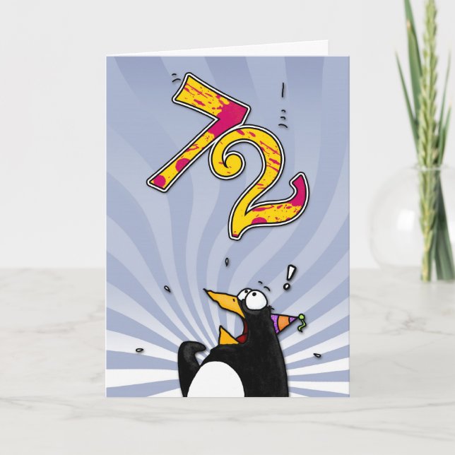 72:a födelsedagen - Penguin överraskningskort Kort (Framsida)