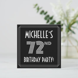 72:a Födelsedagsfesten: Art Deco Stil med eget nam Inbjudningar